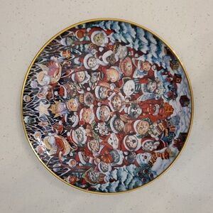 Franklin Mint Santa Claws by Bill Bell Limited Edition Fine Porcelain Cats Plate